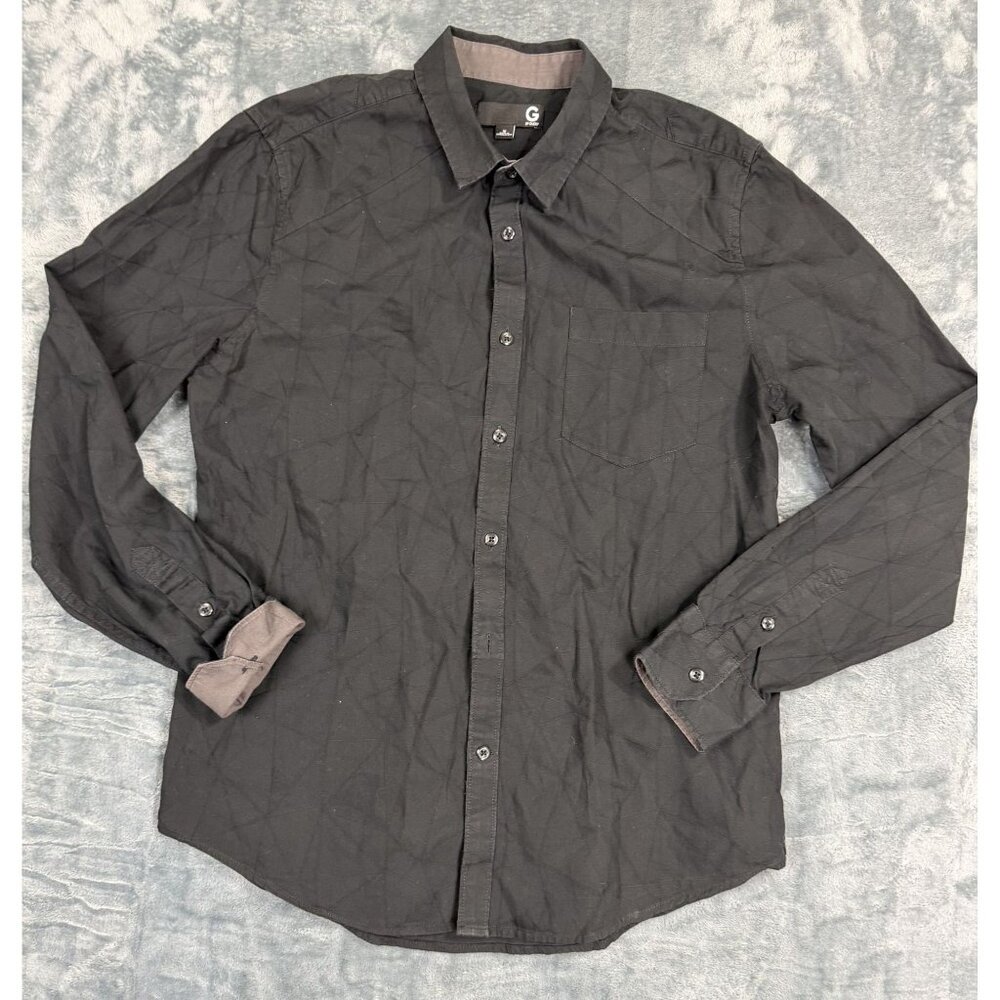 G By Guess Mens Black Button-Up Long Sleeve Shirt Medium Size